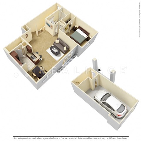 Jefferson 845sf Floor Plan at Centennial Park Apartments, Overland Park, KS